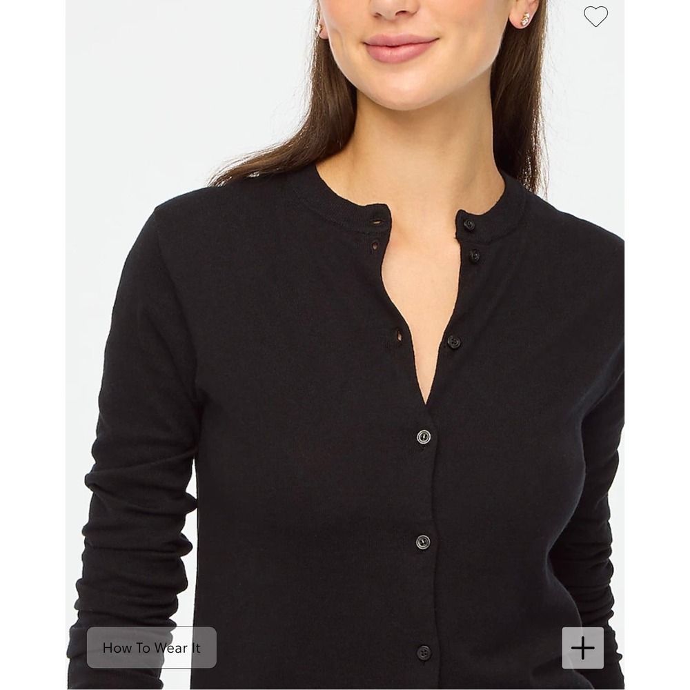 J. Crew Factory Black Button-Front Crewneck Sweater